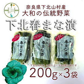 【ふるさと納税】【大和伝統野菜】下北春まな漬け3袋　下北山村でしか採れない葉物野菜の漬物です