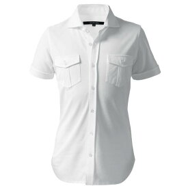 【ふるさと納税】DJS-003 decollouomo メンズパイロットシャツ半袖（生地／コンコルド）ピュアホワイト／Sサイズ
