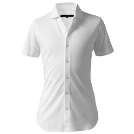 【ふるさと納税】DJS-004 decollouomo メンズドレスシャツ半袖（生地／コンコルド）ピュアホワイト／Sサイズ