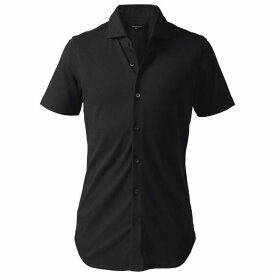 【ふるさと納税】DJS-004 decollouomo メンズドレスシャツ半袖（生地／コンコルド）スモーキーブラック／XLサイズ