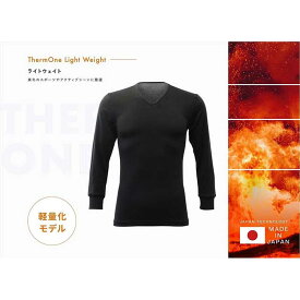 【ふるさと納税】ThrmOne（サーモワン）「暖撃」ライトウエイトモデル　Vネック9分袖シャツ　BLACK（M）メンズ［26100011］