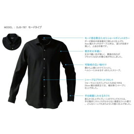 【ふるさと納税】DJS-767 decollouomo メンズドレスシャツ 長袖（生地：オーヴァーチュア）モードタイプ ブラック／Sサイズ