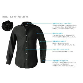 【ふるさと納税】DJS-787 decollouomo メンズドレスシャツ 長袖（生地：オーヴァーチュア）クラシックタイプ ブラック／SMサイズ
