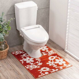 【ふるさと納税】運気を呼び込む古典柄耳長トイレマット　テラコッタ | 雑貨 日用品 人気 おすすめ 送料無料