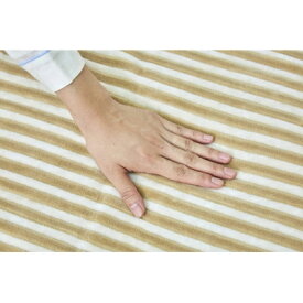 【ふるさと納税】シーツ 敷毛布 綿アクリルシーツ シングル 4隅 ゴム付き 白.ベージュストライプ【1126078】