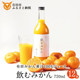 【ふるさと納税】早和果樹園 飲むみかん720ml×12本入（A346-2） 有田みかん100％ストレートジュース　みかんジュース　ストレート　果汁100％　ジュース　温州みかん　無添加　子供　飲料　ドリンク　和歌山県　有田市
