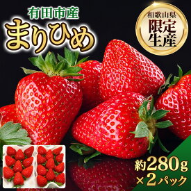 【ふるさと納税】★1月も順次発送★ いちご まりひめ 大粒 約280g×2パック 和歌山 苺 イチゴ 産地直送 濃厚 甘い フルーツ 果物 くだもの 人気 おすすめ 送料無料 国産 和歌山県有田市 （A462-2）