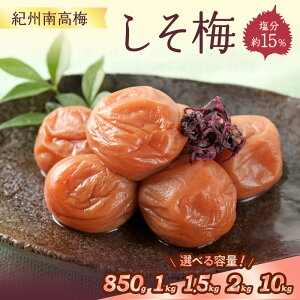 【ふるさと納税】紀州南高梅 しそ梅(塩分15%)850g 1kg 1.5kg 2kg 10kg(和歌山県産) 梅干し 梅干 うめぼし 送料無料 ふるさと納税 梅干し