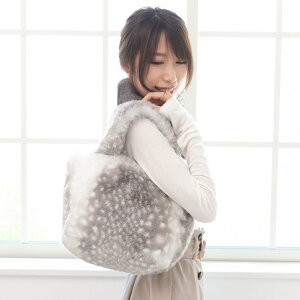 【ふるさと納税】お出かけが楽しくなる!フェイクファーバンビ柄ミニトート