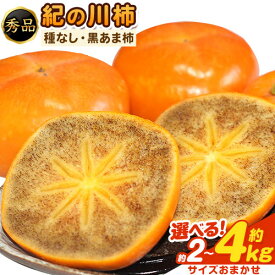 【ふるさと納税】【先行予約】秀品 柿 紀の川柿 選べる内容量 約2kg 約4kg (種なし・黒あま柿) サイズおまかせ 紀の川市厳選館 《2026年10月上旬-11月上旬》和歌山県 紀の川市 柿 カキ かき ジューシー フルーツ