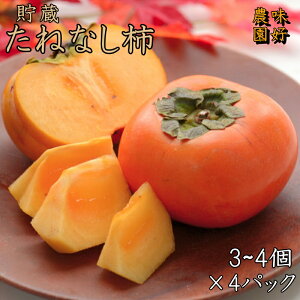 【ふるさと納税】《 レビューキャンペーン 実施中 ! 》〈プレミア和歌山認定品〉貯蔵たねなし柿 3~4個入×4パック【2025年12月中旬〜2026年1月上旬までに順次発送】<味好農園> / 甘熟 高糖度