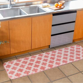 【ふるさと納税】コスモトロンで作った人気のモロッカン柄吸水速乾キッチンマット縦50cmX横240cmピンク | 日用品 人気 おすすめ 送料無料