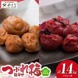 【ふるさと納税】紀州 南高梅 つぶれ 梅 詰合せ 700g×2 計1400g セット 塩分 うす塩つぶれ 約6% 酸味 甘み 絶妙 しそ漬つぶれ 約15% さわやかな 香り すっぱい 味わい クセ おかず おにぎり お弁当 梅肉 梅 梅干し ご家庭用 料理 ご飯 のし対応可 和歌山県 湯浅町 送料無料