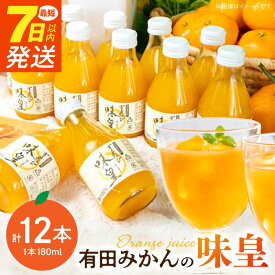 【ふるさと納税】【限定】 有田みかんの味皇 180ml×12本 セット【和歌山 みかんジュース ミカンジュース ストレート 無添加 果汁100% 有田】