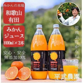 【ふるさと納税】無添加100％みかんジュース 1000ml【平武農園】～蛍飛ぶ町から旬の便り～和歌山有田