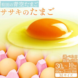 【ふるさと納税】有田の青空たまご ササキのたまご Mサイズ 30個入／60個入／10kg 約170個／60個入 【3か月定期便】 | たまご 卵 玉子 タマゴ 卵かけご飯 TKG 卵料理 こだわり卵 有田川町 和歌山県 生卵 鶏卵 支援 送料無料