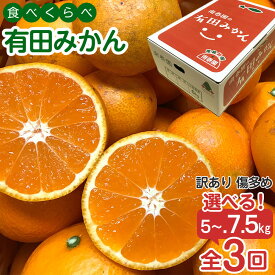 【ふるさと納税】【選べる容量】定期便 訳あり 傷多め 5～7.5kg 全3回 有田みかん 食べくらべ 3種 南泰園 みかん | 人気店 定期便 柑橘 食べ比べ 詰め合わせ 人気 おすすめ フルーツ 果物 柑橘類 旬 お取り寄せ 送料無料 ふるさと納税