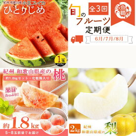 【ふるさと納税】全3回 フルーツ定期便（すいか 6月、桃 7月、梨 8月発送） ｜ 和歌山県産 スイカ モモ ナシ 旬 果物