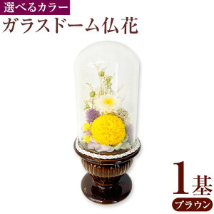 【ふるさと納税】ガラスドーム 仏花 選べる プリザーブドフラワー 仏花 1基 ブラウン or ミックスグリーン 香華《30日以内に出荷予定(土日祝除く)》 和歌山県 日高町 花 造花