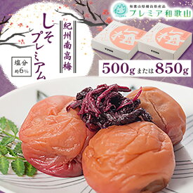 【ふるさと納税】梅干し 紀州南高梅 しそ プレミアム 塩分 約6% 500g または 850g 《60日以内に出荷予定(土日祝除く)》 株式会社やまだ 和歌山県 日高町 梅 梅しそ しそ梅 しそ 梅干し 米 おかず 国産 送料無料