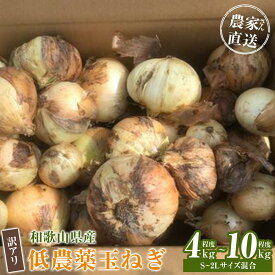 【ふるさと納税】［選べる容量］［2026年発送分・先行予約］訳あり 農家さん直送 低農薬玉ねぎ 4kg～10kg程度 S～2L混合［4月中旬～7月中旬頃発送予定］ご家庭用 ※傷有り | たまねぎ 低農薬 玉ねぎ 野菜 やさい 食品 人気 おすすめ 送料無料