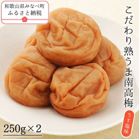 【ふるさと納税】こだわり熟うま南高梅（うす塩味） 250g×2 | 《日本一の梅の産地》 無添加 減農薬 和歌山 みなべ町 梅干 梅 ウメ うめぼし 紀州梅干 南高梅 ギフト 塩分 甘くない