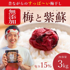 【最大3ヶ月待ち】【ふるさと納税】【無添加梅干し】塩と紫蘇だけで漬けた梅干し1kg×3パック | 梅干し 無添加 南高梅 梅ボーイズ 天然塩 天日塩 紫蘇 しそ ご飯のお供