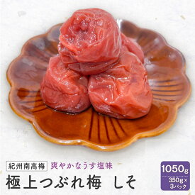 【ふるさと納税】紀州南高梅　極上つぶれ梅　しそ（350g×3個） 塩分約7％ | 白浜町 紀州南高梅 つぶれ梅 しそ漬け 甘酸っぱい梅干し 人気 おすすめ 和歌山産 保存食 ご家庭用 お取り寄せ 送料無料 ふるさと納税