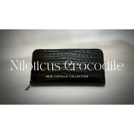 【ふるさと納税】【極上】クロコダイルラウンドファスナー長財布 マットBLK | 雑貨 ファッション 人気 おすすめ 送料無料