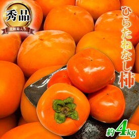 【ふるさと納税】和歌山秋の味覚 平核無柿（ひらたねなしがき） 約4kg 化粧箱入 | 和歌山 和歌山県 上富田町 返礼品 支援 お取り寄せ ご当地 お土産 柿 かき カキ 特産品 名産品 果物 くだもの フルーツ たねなし 種無し 食品 楽天ふるさと 納税 農産物