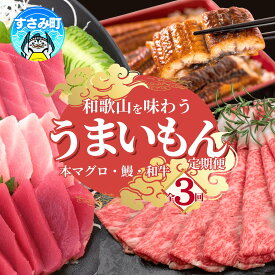 【ふるさと納税】【3ヶ月定期便】和歌山うまいもん定期便 国産うなぎ・高級和牛・本マグロの人気返礼品を3回お届け/うなぎ ウナギ 鰻 肉 牛肉 黒毛和牛 和牛 熊野牛 鮪 まぐろ マグロ 本マグロ トロ 中とろ 人気