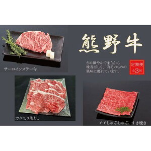 【ふるさと納税】【定期便全3回】熊野牛 極上定期便セットB(1カ月に1回お届け)(全3ヵ月)
