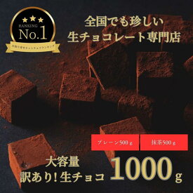 【ふるさと納税】大容量 訳あり 生チョコレート 1000g(プレーン500g、抹茶500g) | 鳥取 食品 大容量 訳あり お菓子 スイーツ 詰め合わせ チョコレート バレンタイン ギフト生チョコ 旅行 砂丘 鳥取県 鳥取市
