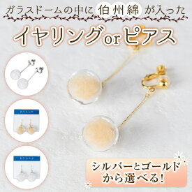 【ふるさと納税】＜選べるお品＞伯州綿イヤリング又はピアス(1セット)鳥取県 境港市 伯州綿 ピアス イヤリング アクセサリー ガラス ガラスドーム ファッション 小物 雑貨 【sm-BC003】【浜っ子】