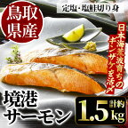 ＜数量限定＞鳥取県産活〆「境港サーモン」(定塩・塩鮭切り身)(1/4カット真空パック×4・合計約1.5kg)鮭 国産 地魚 魚介 海鮮ギンザケ 脂 塩 切り身 冷凍 【sm-AB001】【弓ヶ浜水産】