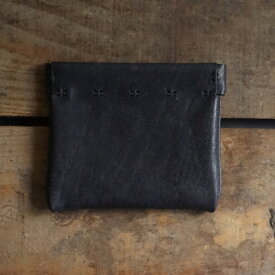 【ふるさと納税】バネ口財布 鹿革 紺【1444565】