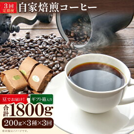 【ふるさと納税】【3回定期便】【コーヒー豆】自家焙煎コーヒー　ギフト箱入り　600g×3回 TP02