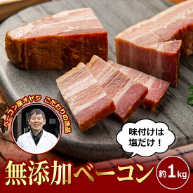 【ふるさと納税】DA-02 ベーコン屋のオヤジの無添加ベーコン特盛(約1.0kg) 豚肉 豚 絶品 手作り 鳥取県 鳥取県産 大山町 大山 お土産 返礼品 国産 お取り寄せ ご当地