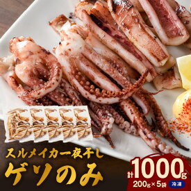【ふるさと納税】【レビューCP対象】【訳あり】スルメイカ一夜干し”ゲソのみ”　計1,000g（小分け200gx5袋)【005_1973】