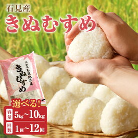 【ふるさと納税】【令和7年産】【新米先行予約】【定期便】石見産きぬむすめ【5kg〜10kg/1回〜12回】 選べる 定期便 米 お米 きぬむすめ 精米 白米 ごはん 新生活 応援 準備 お取り寄せ 特産