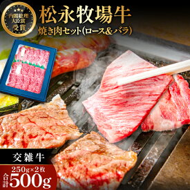 【ふるさと納税】松永牧場牛 交雑牛 ロース バラ 焼肉 セット 各250g まつなが牛 交雑牛 国産 牛肉 ロース バラ 焼肉用 500g 1パック 贈答 ギフト 美味しまね認証