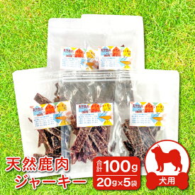 【ふるさと納税】 鹿肉ジャーキー 犬用 天然 無添加 20g×5袋 計100g 鹿肉 ジャーキー ペット 小分け ヒューマングレード 犬 手作り 天然素材 ペットフード ドッグフード ギフト 贈答 贈り物 プレゼント ご褒美 おやつ