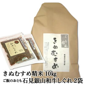 【ふるさと納税】 令和4年産 きぬむすめ 精米 10kg 「石見銀山和牛しぐれ」ご飯のおとも 和牛 ふりかけ しぐれ ソフトふりかけ 米 ごはん お米 セット 弁当 おにぎり おむすび 令和4年度産 2022年産 島根県 大田市