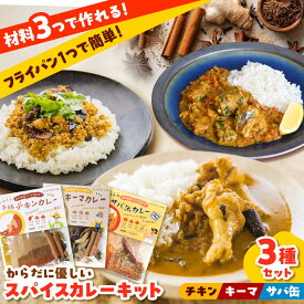 【ふるさと納税】3種の本格カレーキット（チキン・キーマ・サバ缶）各4人分 本格 無添加 カレースパイス　サバ缶 さば キーマ チキン カレーキット 美味しい カレー 12人分 ギフト 詰め合わせ 島根県雲南市/出雲SPICE LAB.[AIAD009]