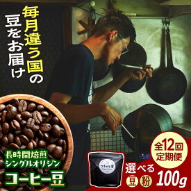 【ふるさと納税】【全12回定期便】 コーヒー豆 自家焙煎 シングルオリジン コーヒー豆 100g×1種類 選べる豆/粉 手廻しロースター 長時間焙煎 自家焙煎珈琲 珈琲豆 飲み比べ お試し 詰め合わせ セット お取り寄せ 人気 島根県雲南市/つちのと舎 コーヒー 珈琲[AIBY001]