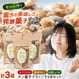 【ふるさと納税】 グラノーラ ポン菓子グラノーラ3点セット（オリジナル・黒豆きなこ・出西しょうが）シリアル ぽん菓子 グラノーラ ポン菓子 お菓子 スイーツ デザート セット 食べ比べ 送料無料 人気 おすすめ ギフト プレゼント 島根県雲南市/発酵菓子カヌカ[AICH001]