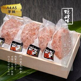 【ふるさと納税】【隠岐牛プレミアム生ハンバーグ 4個】 600g 島生まれ島育ちのブランド黒毛和牛 隠岐牛 黒毛和牛 ハンバーグ 牛肉 肉 A4 A5 ブランド牛 小分け バーベキュー ギフト