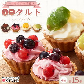 【ふるさと納税】＜一口サイズの見た目も可愛いみにたると♪＞ミニタルト 15個 フレッシュタルトのお店 STYLE 岡山にあるタルト専門店 | タルト スイーツ お菓子 おかし 洋菓子 フルーツ 果物 デザート お取り寄せ 詰め合わせ 食べ比べ セット 岡山市 岡山 ケーキ