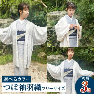 【ふるさと納税】<選べるカラー>つぼ袖羽織(フリーサイズ:着丈 約95cm/裄:約75cm/衿幅:約11cm/袖付:約53cm)《カラー:テンセルグレー・テンセルライトグレー・テンセルベージュ》 羽