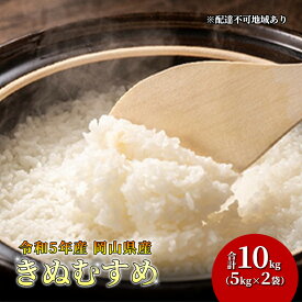 【ふるさと納税】米 きぬむすめ 10kg（5kg×2袋） 令和5年産 岡山県産 米 お米 白米　【 ライス ブランド米 銘柄米 ご飯 おにぎり お弁当 主食 食卓 和食 日本食 もちもち ツヤ 旨み 特A 】